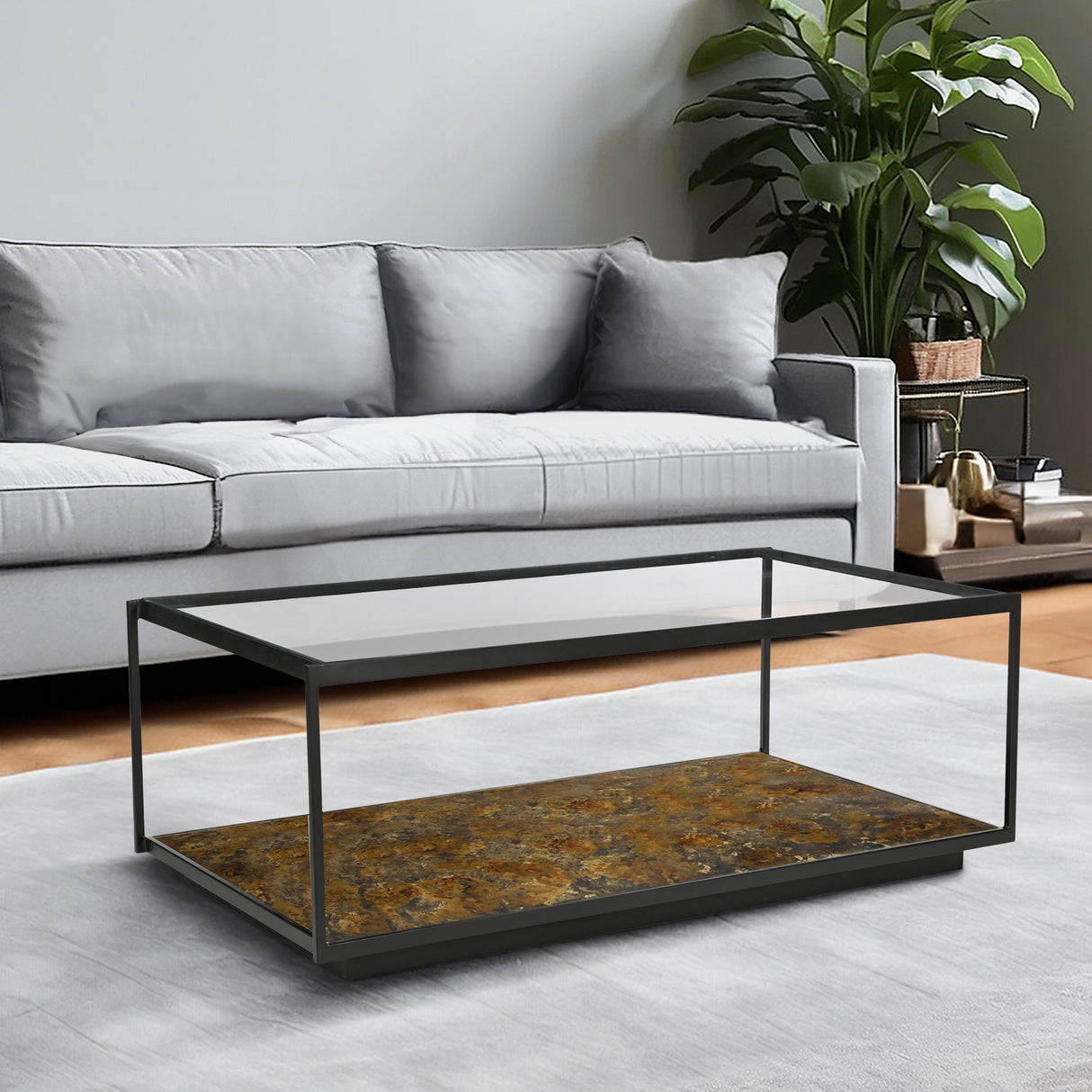 Ashton Iron Coffee Table With Glass Top