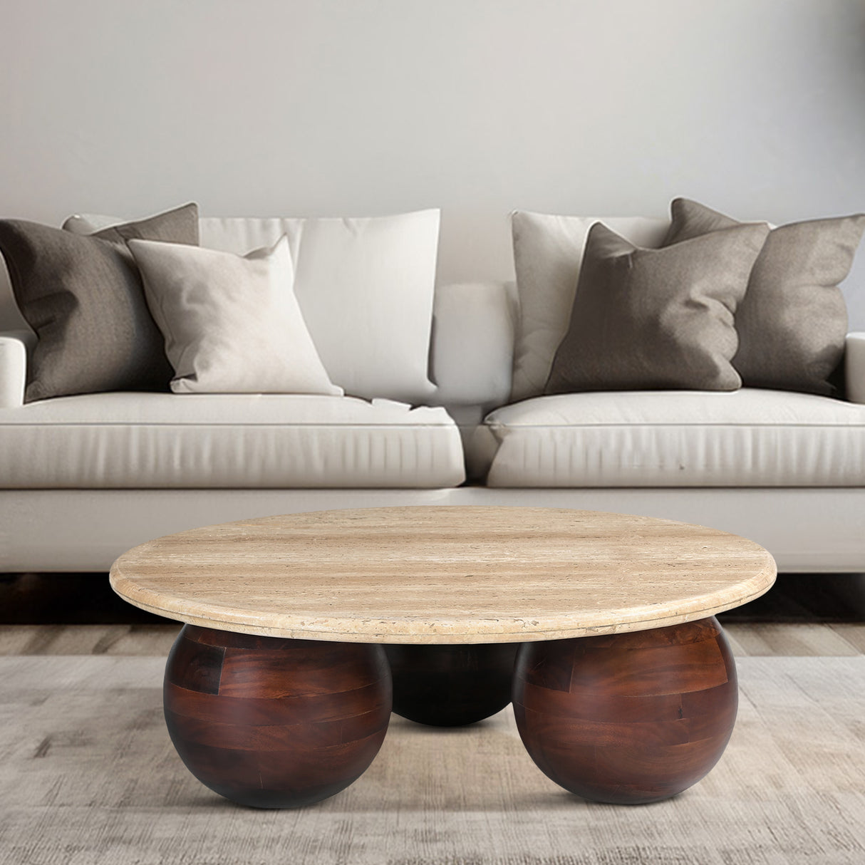 Chloe Travertine Top Coffee Table