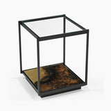 Galaxy Iron End Table With Glass Top