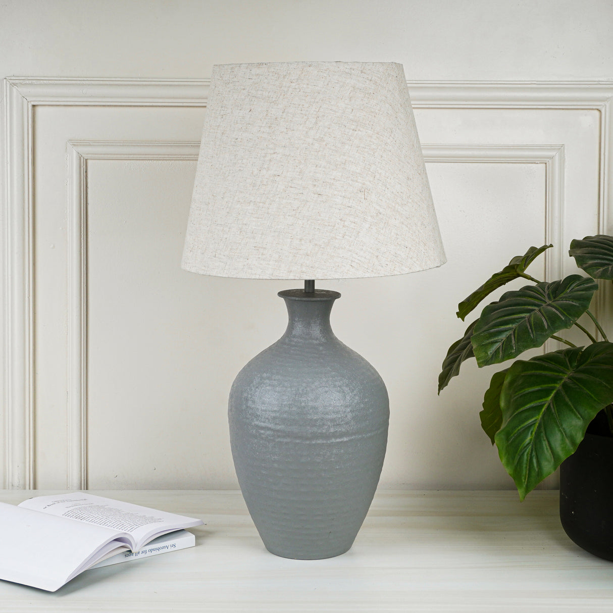 Mabel Smokey Grey Metal Table Lamp