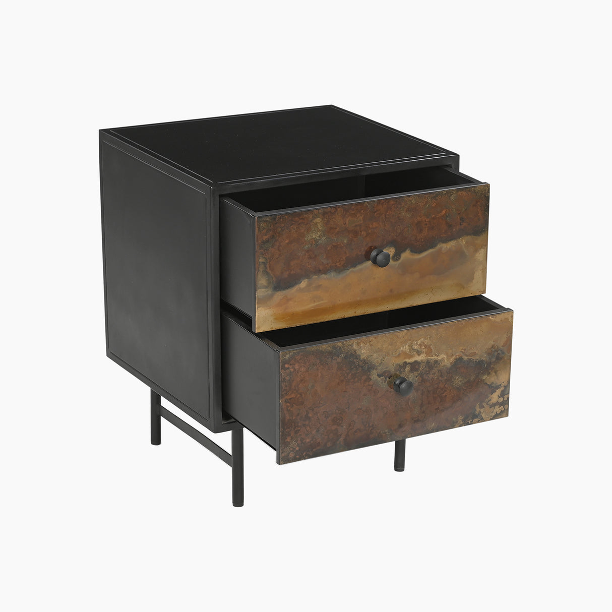 Galaxy Two Drawer Iron Side Table