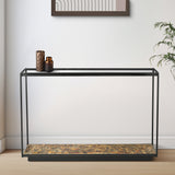 Ashton Iron Console Table With Glass Top