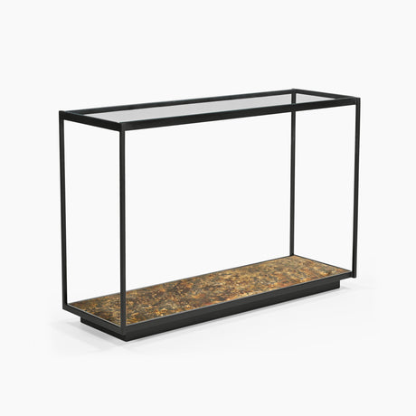 Ashton Iron Console Table With Glass Top