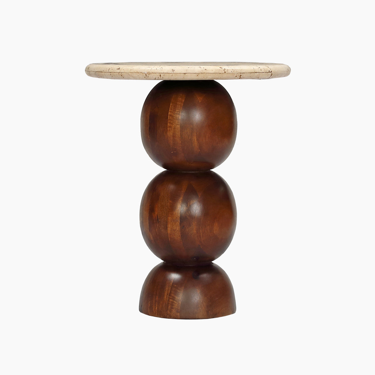 Orbit Travertine Top End Table