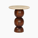 Orbit Travertine Top End Table