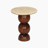 Orbit Travertine Top End Table