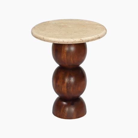 Orbit Travertine Top End Table