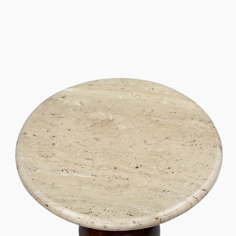 Orbit Travertine Top End Table