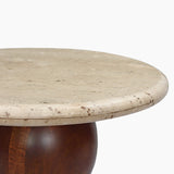 Orbit Travertine Top End Table