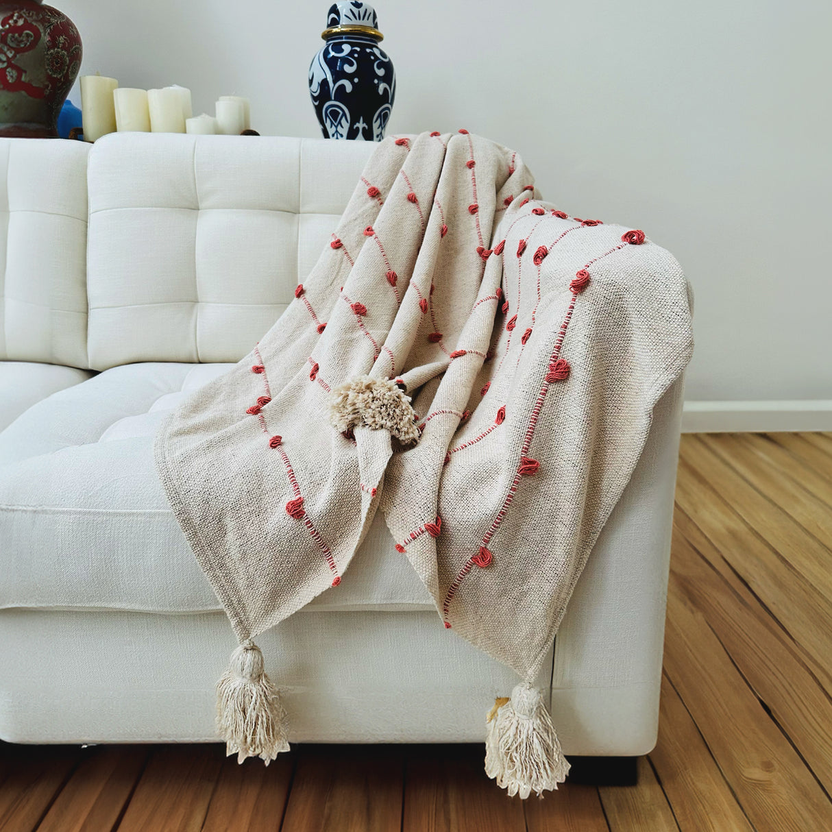 Ziba Peach Cotton Throw