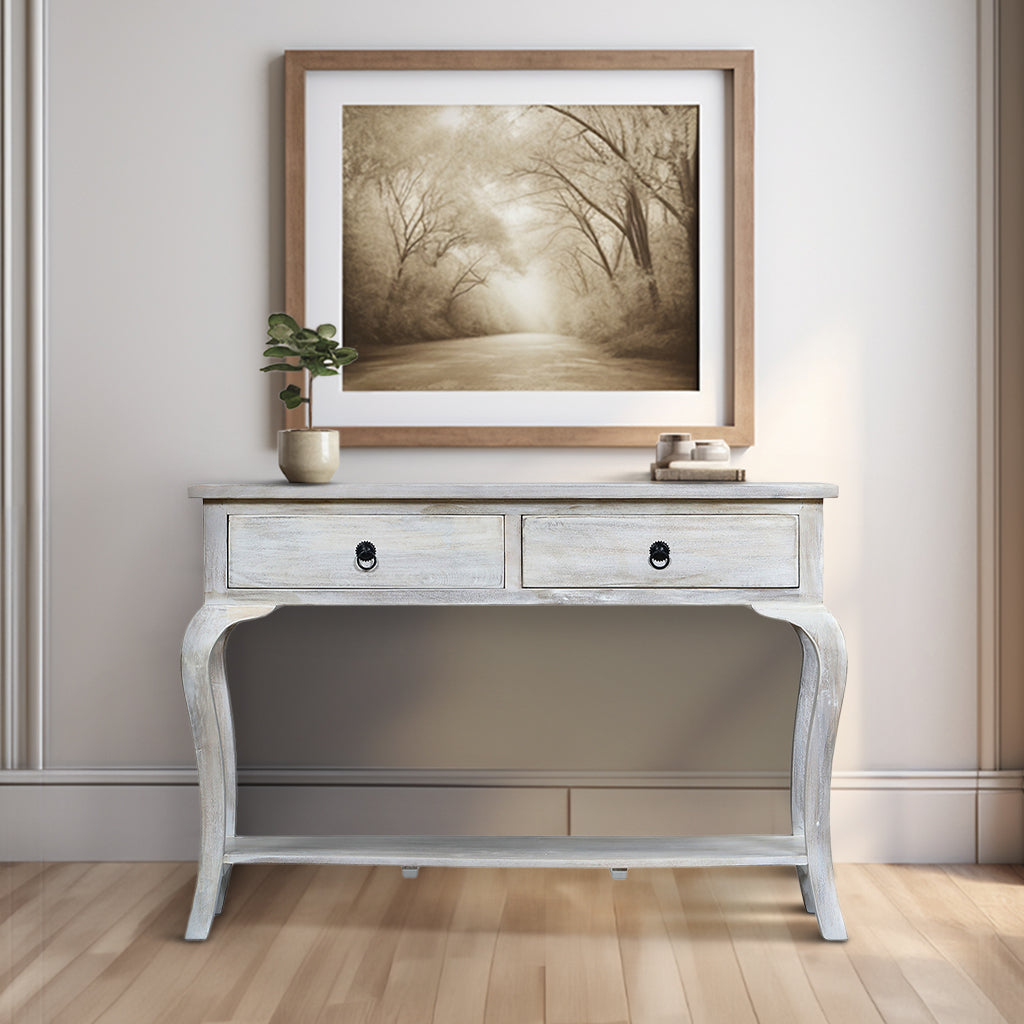 Sally Cottage Style Two Drawer Wooden Console Table